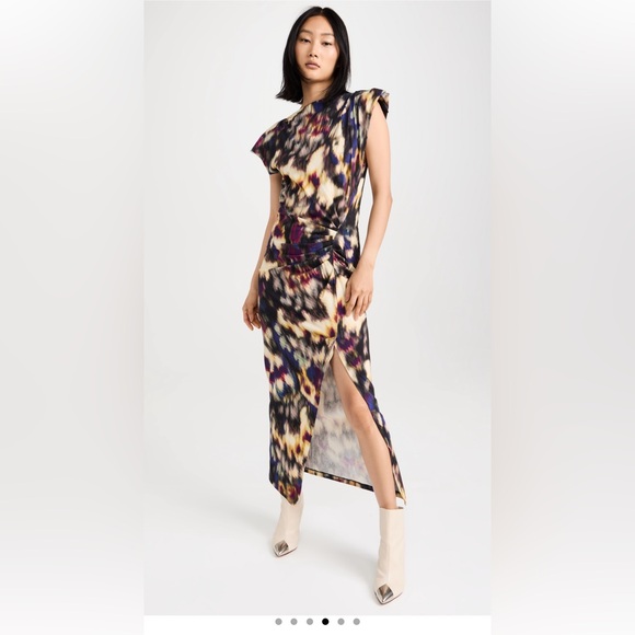 Brand New - MARANT ÉTOILE: Nadela asymmetric gathered cotton midi dress - Picture 1 of 7